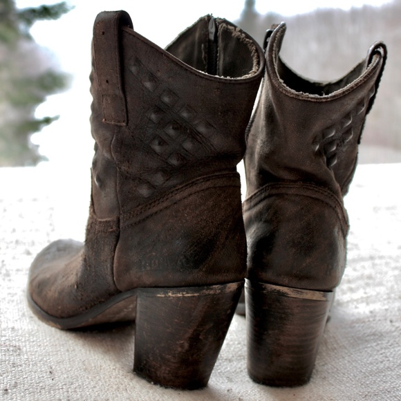 Replay Vintage Distressed Black/Brown Leather Ankle Boots - Picture 5 of 7